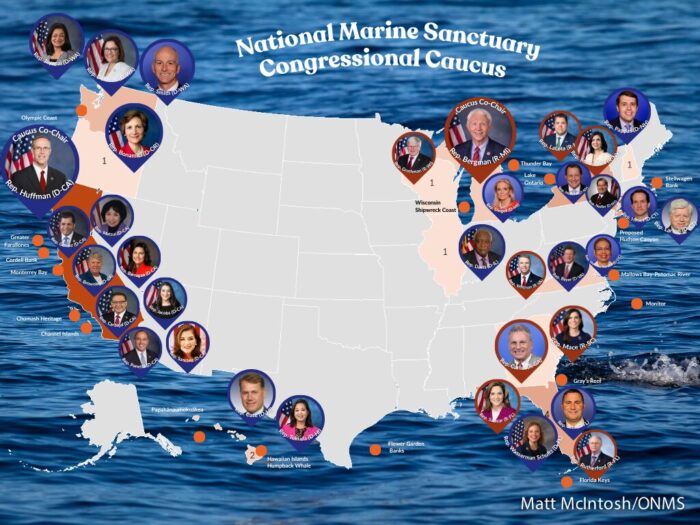 map of USA with headshots of congressional representatives